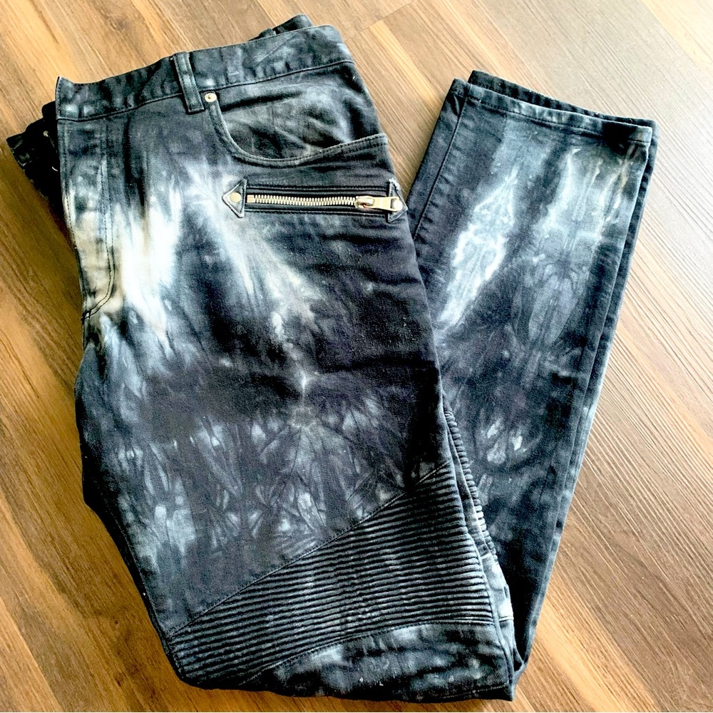 BALMAIN Moto Denim Jeans